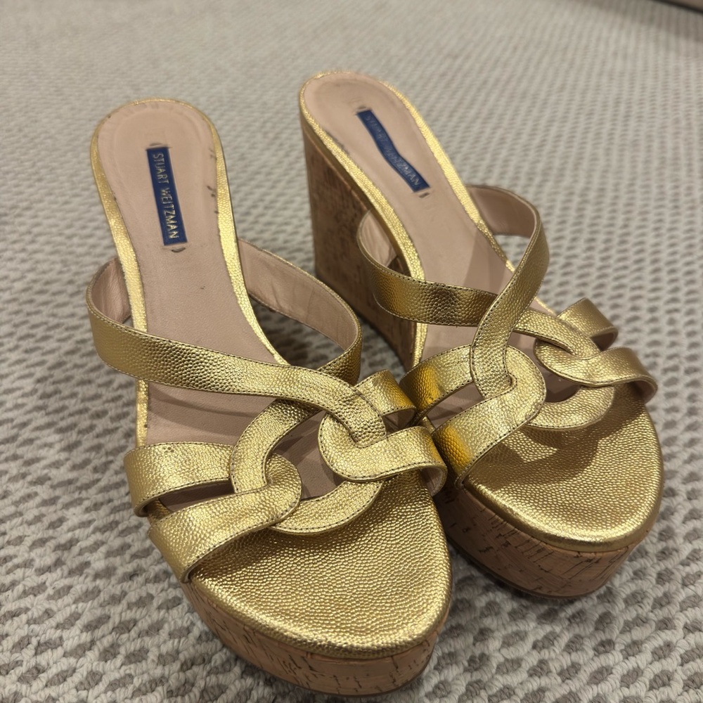 Stuart Weitzman Gold Platform Sandals